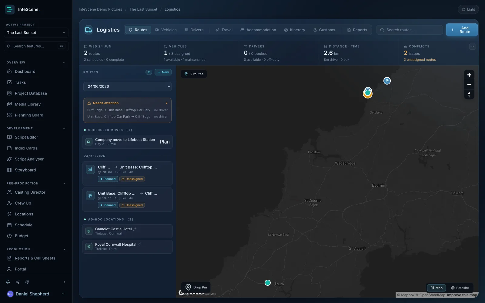 InteScene logistics route planning